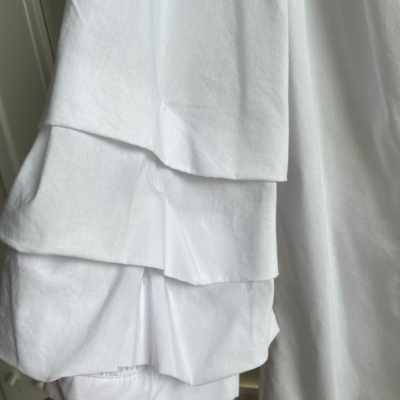 Blue Willow boutique women’s white 3/4 sleeve ruffle cuff blouse EUC - Picture 6 of 9